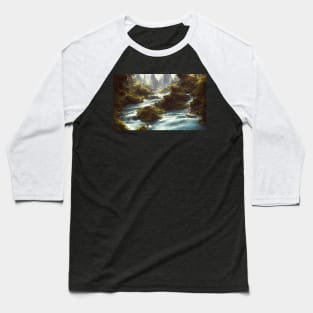 Drawing Mountain River Landscape Baseball T-Shirt